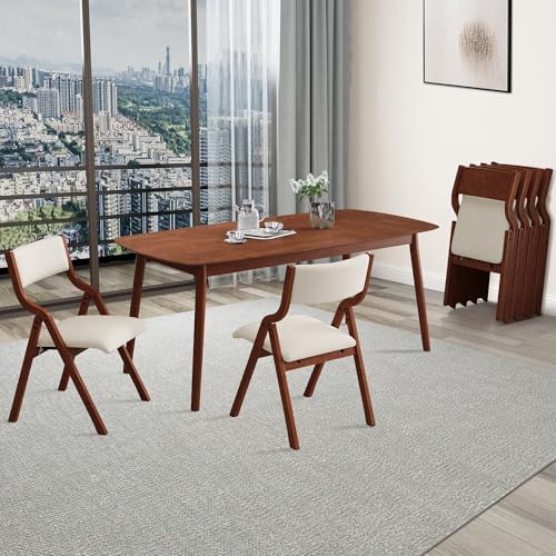 Ball & Cast Upholstered Folding Chairs Set of 2,with Padded Seat,Wooden P...