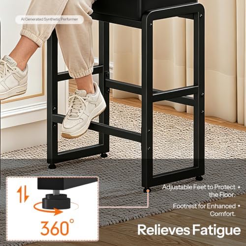 HOOBRO Bar Stools Set of 2, Counter Height Bar Stools, Saddle Barstools