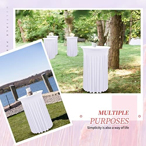6 Packs White Round Cocktail Table Skirt 24"x 43"