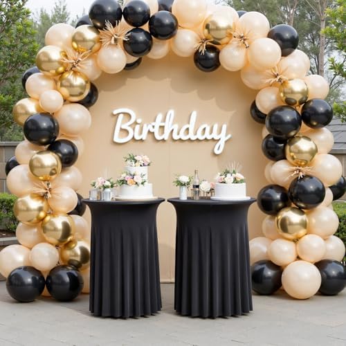 2 pk Black Cocktail Table Cloth Round 32×43in-High Top Highboy Bar Cocktail T...