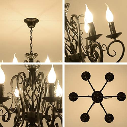 Ganeed 6-Light French Country Chandelier, Matte Black Candle Style