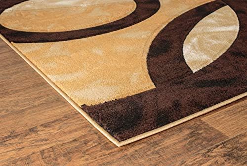 GLORY RUGS Area Rug Modern 4x6 Brown Circles Geometry Soft Hand Carved Contem...