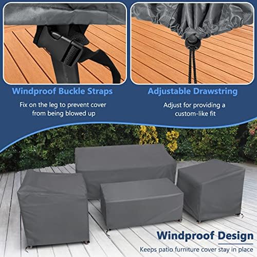 STARTWO Outdoor Furniture Cover Waterproof 4 Piece Set, Grey, Regular