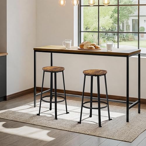 Yaheetech 29.5" Bar Stools Set of 2, Industrial Metal Legs, Rustic Brown