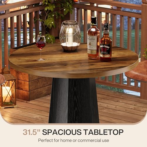 Tribesigns Round Bar Pub Table High Top, 39.4" H Bistro Cocktail Table w...