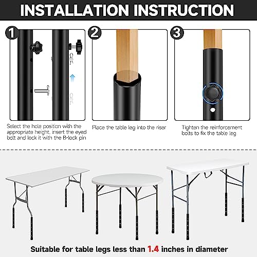 Table Leg Extenders for Folding Tables, Folding Table Legs Extensions for Str...