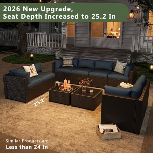 Aoxun 10 Piece Patio Furniture Set Wicker Rattan Patio Sectional Sofa Set Out...
