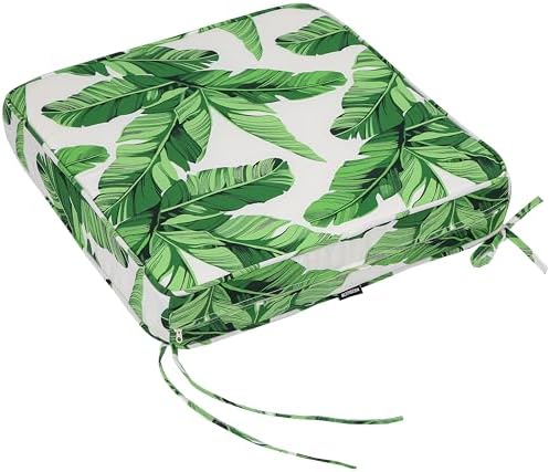 19x19x3 Inch Outdoor Square Corner Chair Cushions with Ties Set of 2, Water &...