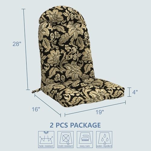 LVTXIII 2 Pack Outdoor Adirondack Chair Cushions, 44x19x4 Inch Water Repellen...