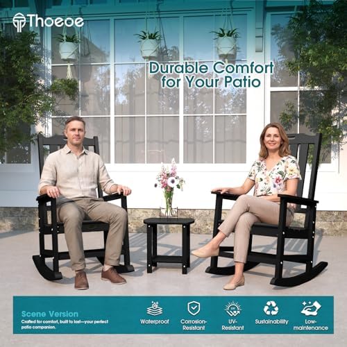 THOEOE Outdoor Rocking Chairs Set of 2, Oversized Patio Rocking Chair