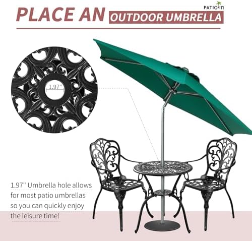 Outdoor Bistro Table and Chairs Set of 2, Outdoor Bistro Set 3 Piece with Umb...