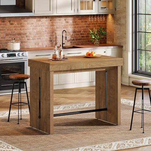 Tribesigns Bar Table, 41.3" Counter Height Pub Table with Metal Footrest...