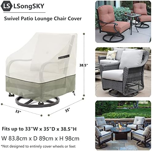 Outdoor Swivel Chair Covers 2 Pack,100% Waterproof Heavy Duty Outdoor Chair C...