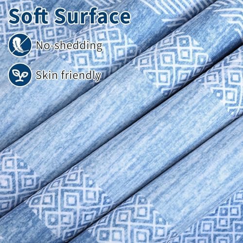 GarveeHome 9x12 Large Modern Light Blue Area Rug Distressed Bordered Soft Non...