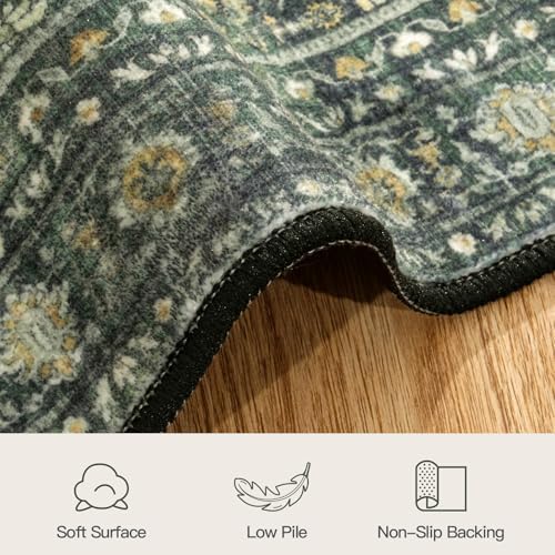 8x10 Area Rugs for Living Room Green Washable Non-Slip Large Carpet
