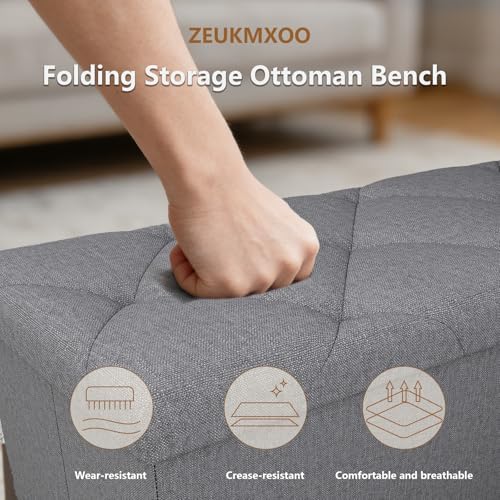 43 Inches Folding Storage Ottoman Bench for Bedroom,660 lb Ottoman with Stora...
