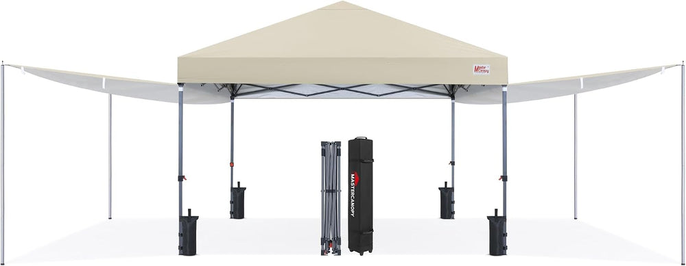 MASTERCANOPY 10x10 Pop Up Canopy Tent with 2 Shelters，230 Sq ft Beige