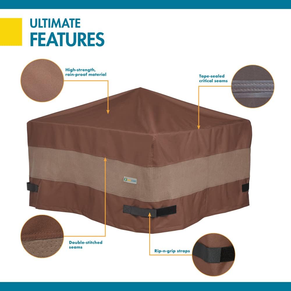 DUCKCOVERS Ultimate Waterproof 32 Inch Square Fire Pit Cover, Patio Furniture...