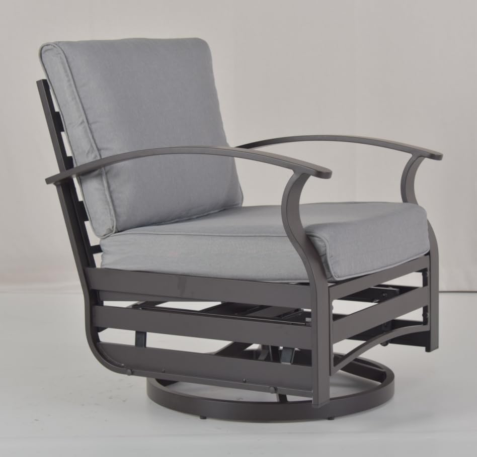 Kurapika 1 Piece Patio Furniture Chair, Outdoor Aluminum Swivel Glider Rocker...