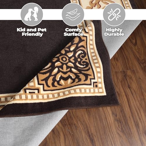 Superior Indoor Washable Area Rug, Non Slip, 12'x18', Coffee