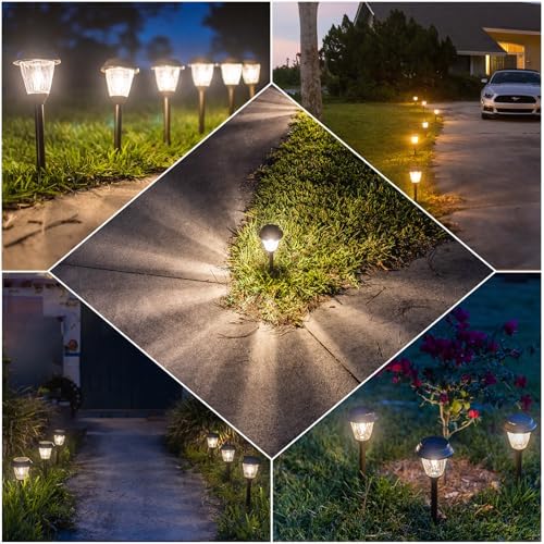 XMCOSY+ Solar Pathway Lights Outdoor 6 Pack, 10/25 LM Solar Yard Lights