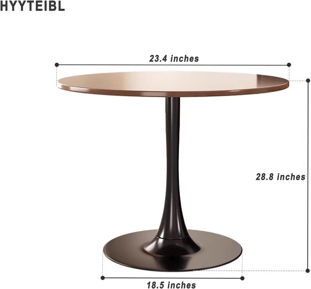 23.4" Round Tulip Dining Table for 2-4 People with Walnut Top and Black ...