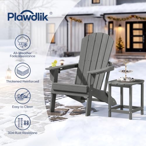 Plawdlik Folding Adirondack Chair Set of 6 with Cup Holder，Wooden Textured ，H...