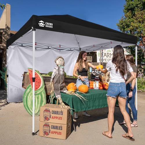 CROWN SHADES Sidewall Only for 10x10 Pop up Canopy Tent (1pc, Black)