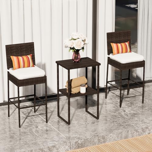 Sundale Outdoor Wicker Bar Table, 36” Height Patio High Top Dining Table