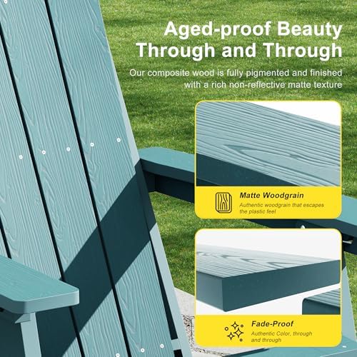 HDPE Folding Adirondack Chair with Footrest, 3-Position Adjustable