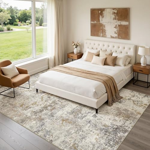 kakania Washable 10x14 Area Rug for Living Room: Abstract Modern Home Decor