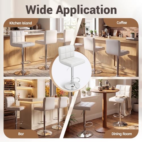 Homall Bar Stools Set of 4, Modern PU Leather Adjustable Swivel Barstools wit...