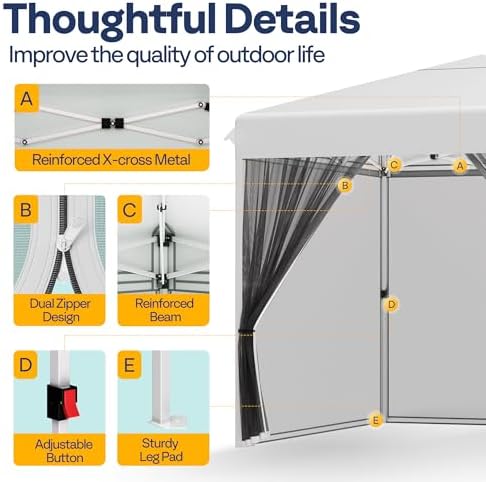 VIVOHOME 8x8ft Easy Pop-Up Canopy, Outdoor Screen Tent with Mosquito Netting,...