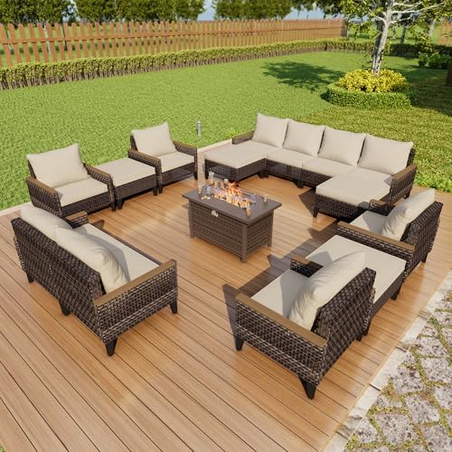 15 pieces outdoor furniture set, patio conversation sets shown in use