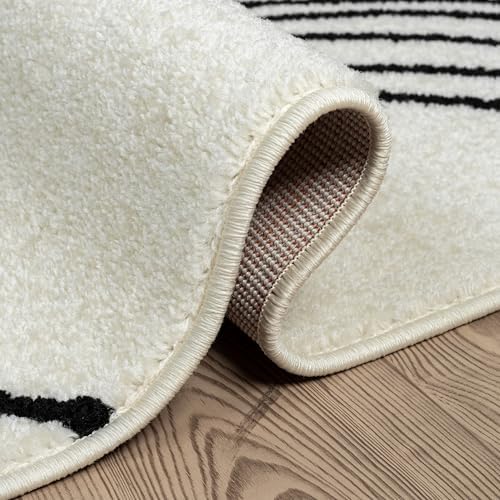 Abani Cream and Black Swirl Area Rug | 4" x 6" Beige Carpet with Wa...