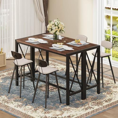 BON AUGURE Bar Table, 55 in Counter Height Pub Tables, Rectangular Tall Behin...
