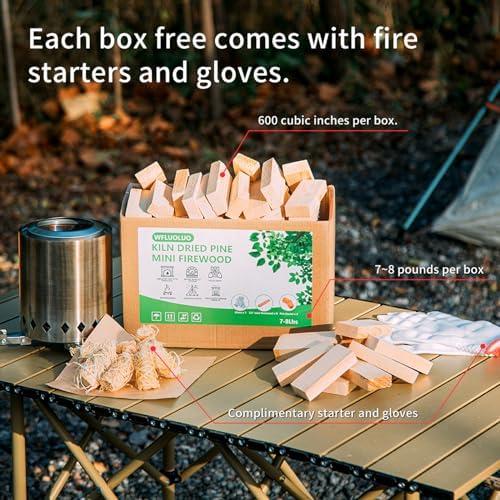 Mini Firewood with 4pcs Fire Starters&Gloves 3.5'' Lengths Pine K...