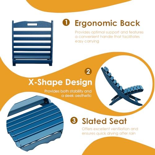 IVY&LANE Portable Xavier-Chairs Set of 2 | Folding-Adirondack-Chair | Wav...