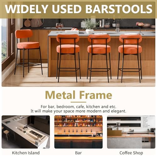 DYHOME Bar Stools Set of 2,24 Inch Boucle Counter Stools for Kitchen Island