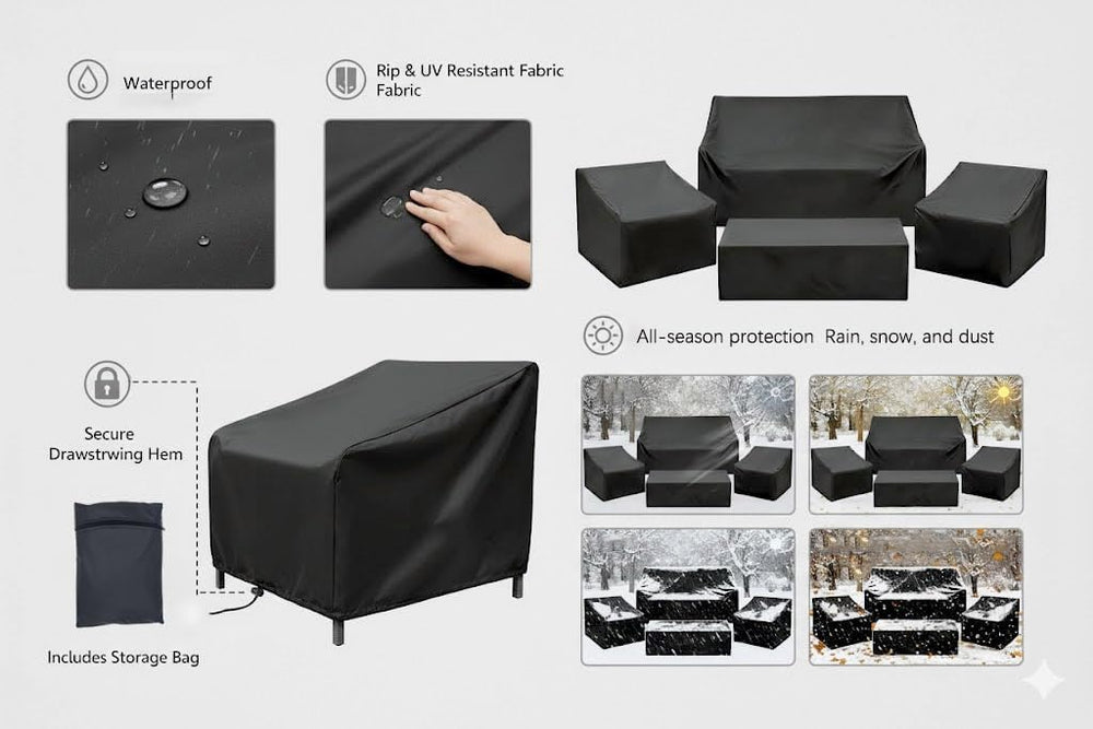 420D Patio Furniture Covers 4 Piece Set, Waterproof & UV Resistant Outdoo...