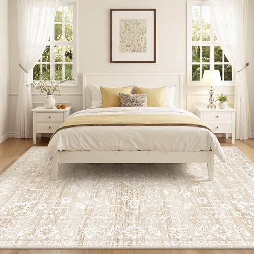 Soalmost 8x10 Area Rugs for Living Room, Washable Neutral Soft Rug Beige