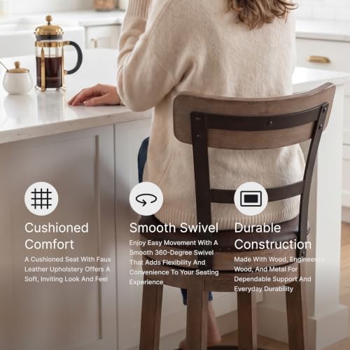 Signature Design by Ashley Pinnadel Counter Height Swivel Bar Stool, Brown