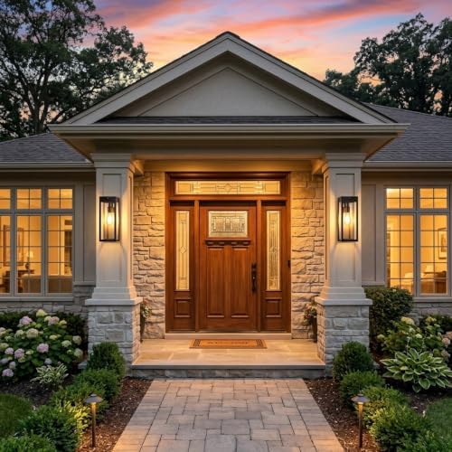 16" large solar porch lights outdoor 2-pack, matte showing dimensions