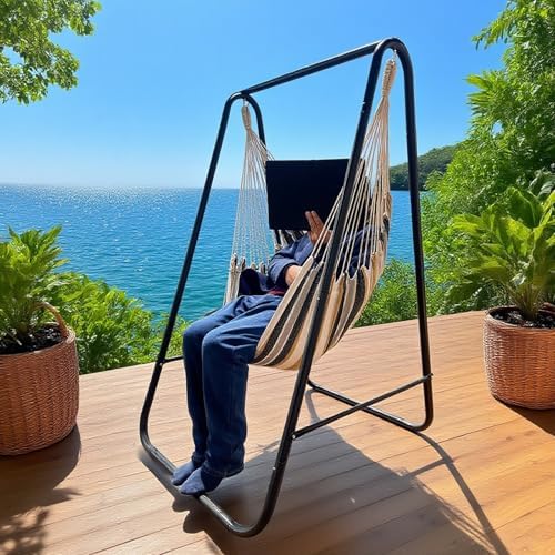 Hammock Chair with Stand,Hammock Chair Stand with Hanging Swing Chair Include...