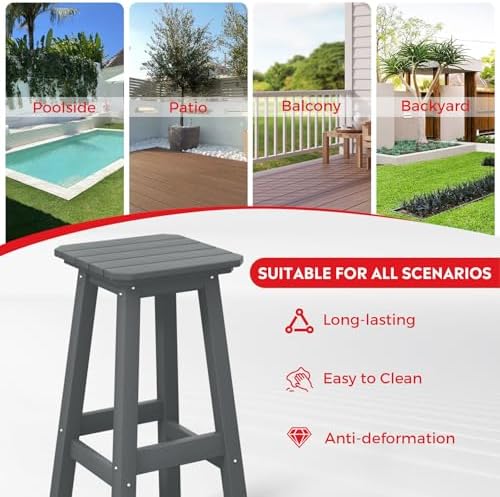 Costaelm 29" Height Outdoor Bar Stools, All-Weather Bar Stools, Adironda...