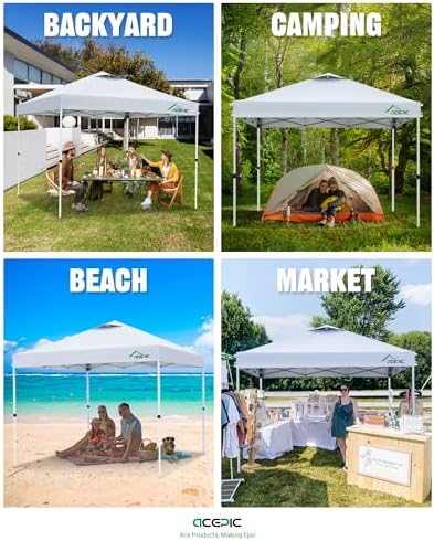 Acepic 10x10 Pop Up Canopy Tent, Easy Setup Portable Shelter, White, 10*10