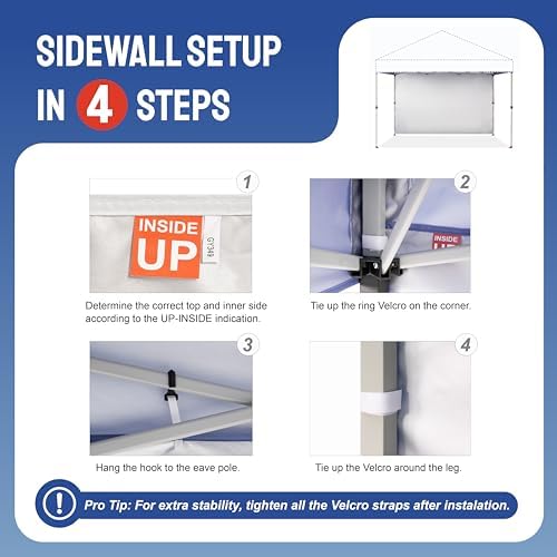 CROWN SHADES Sidewall Only for 10x10 Pop up Canopy Tent (1pc, Black)