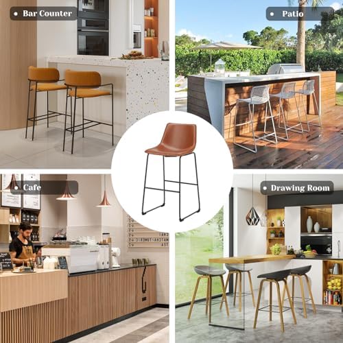 DUMOS Counter Height Bar Stools Set of 4, Faux Leather High Bar Chairs