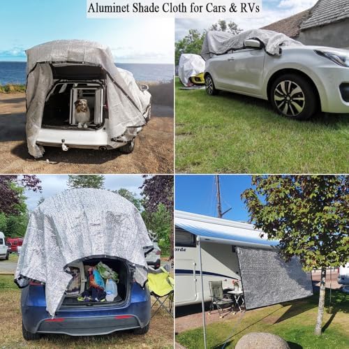 70% 12x25 FT Aluminet Shade Cloth for Car, RV and Camping