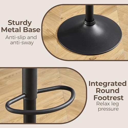 Volans Bar Stools Set of 2, Mid Century Modern Faux Leather Swivel Adjustable...